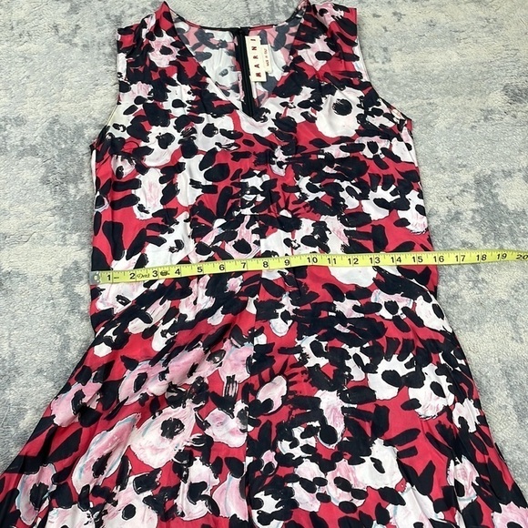 Marni Stampe Bright Pink Silk Dress in Raspberry Watercolor Floral Sz 38 - Picture 7 of 15